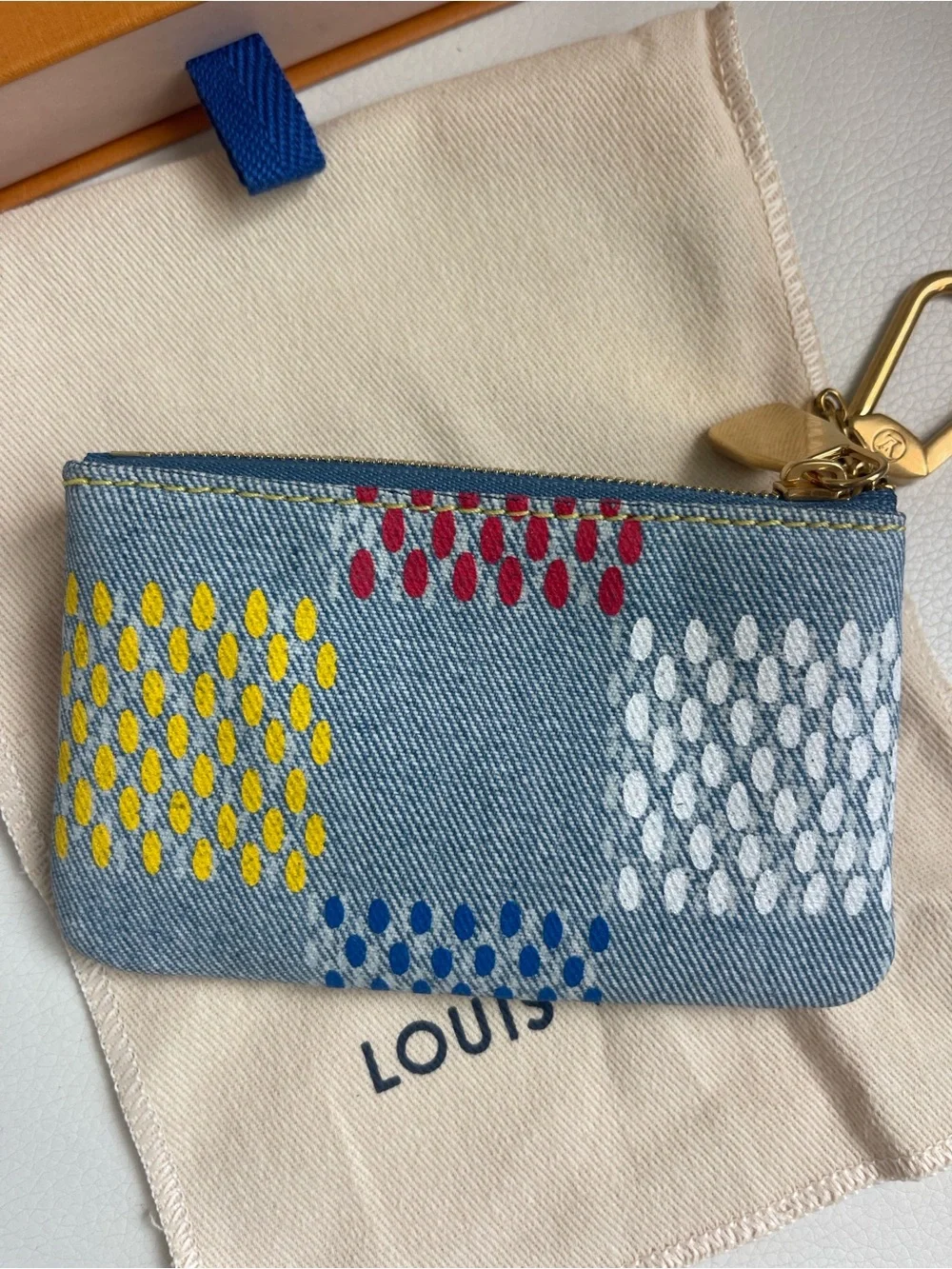 Louis Vuitton Key Pouch (Pochette Cles) crafted from LV Vers Damier Denim.